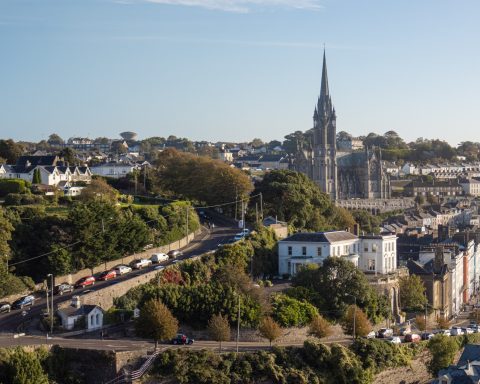 View of Cobh and Coleman Cathedral